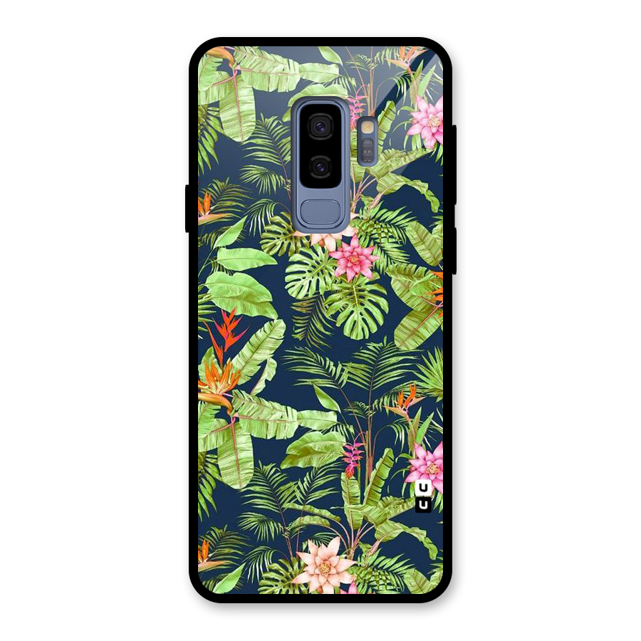 Tiny Flower Leaves Glass Back Case for Galaxy S9 Plus
