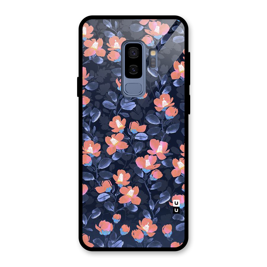 Tiny Peach Flowers Glass Back Case for Galaxy S9 Plus