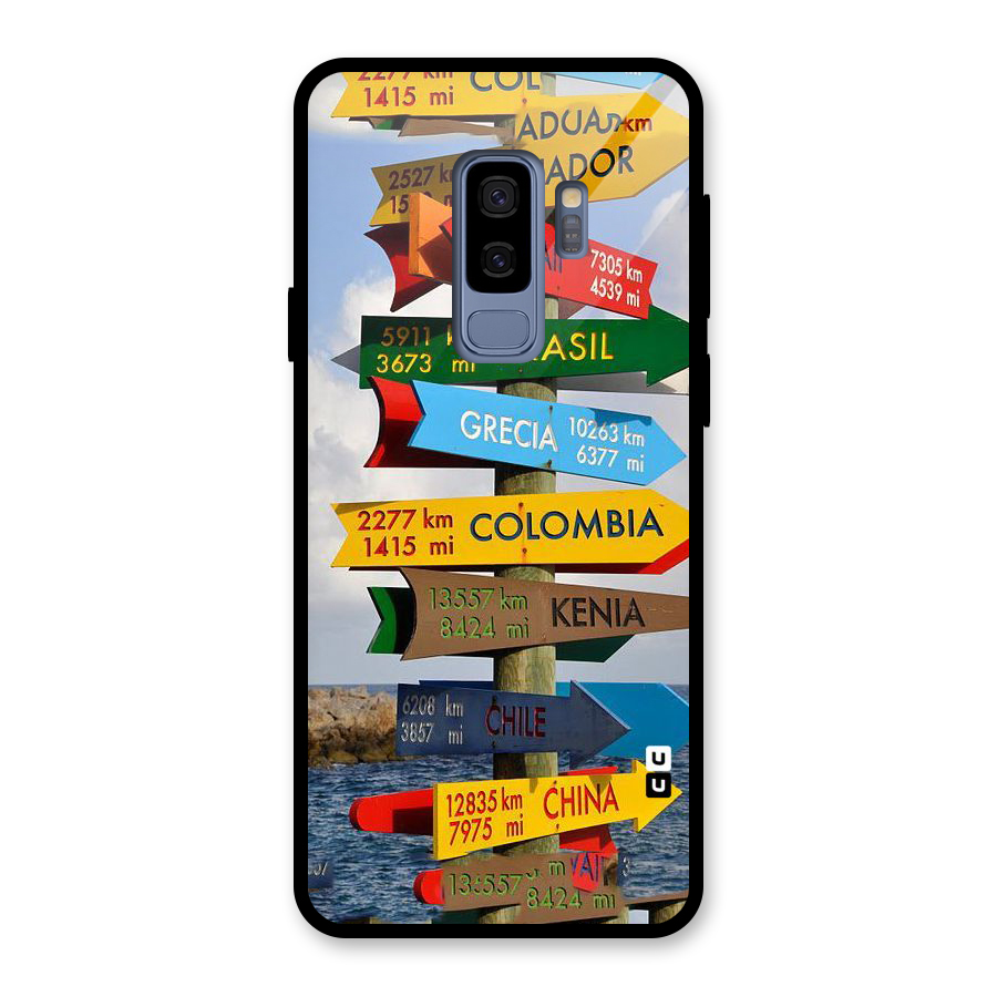Travel Directions Glass Back Case for Galaxy S9 Plus