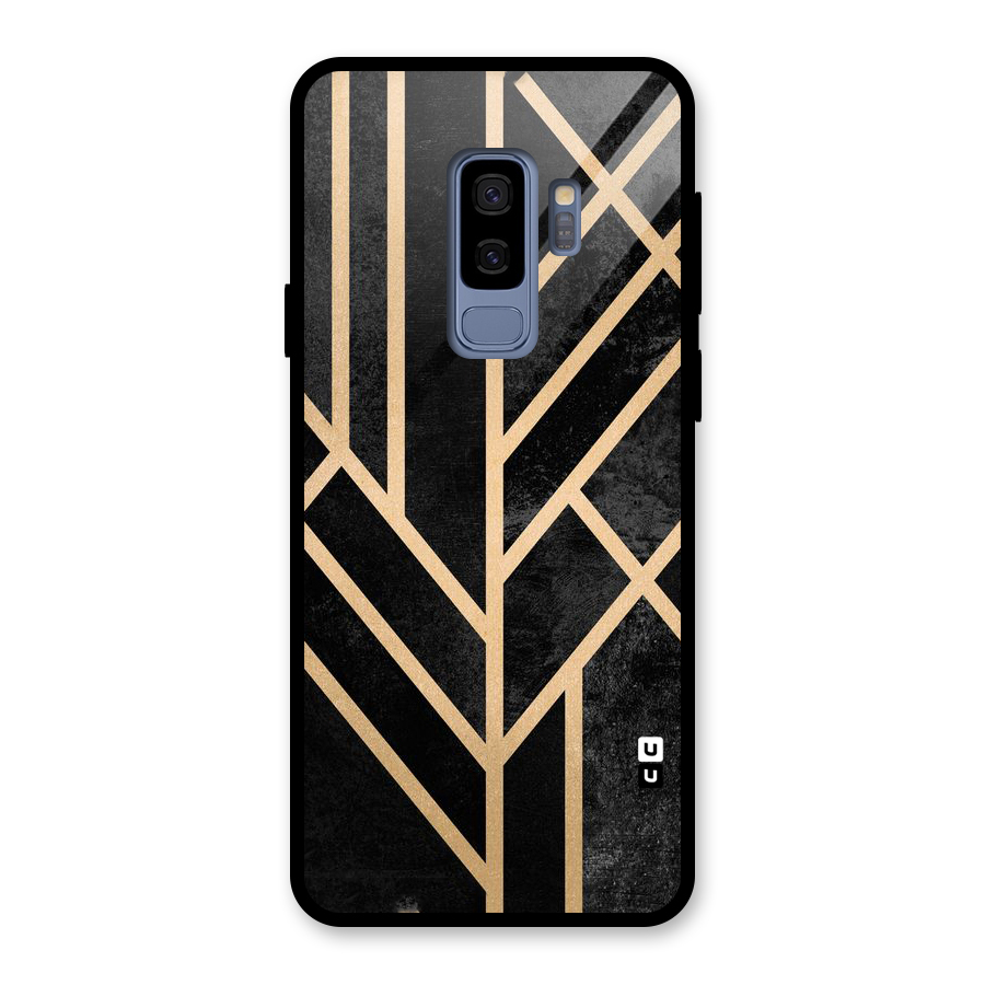 Tri Lines Gold Glass Back Case for Galaxy S9 Plus