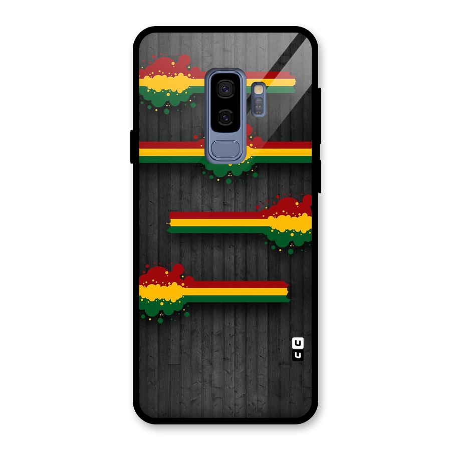 Tricolor Splash Design Glass Back Case for Galaxy S9 Plus