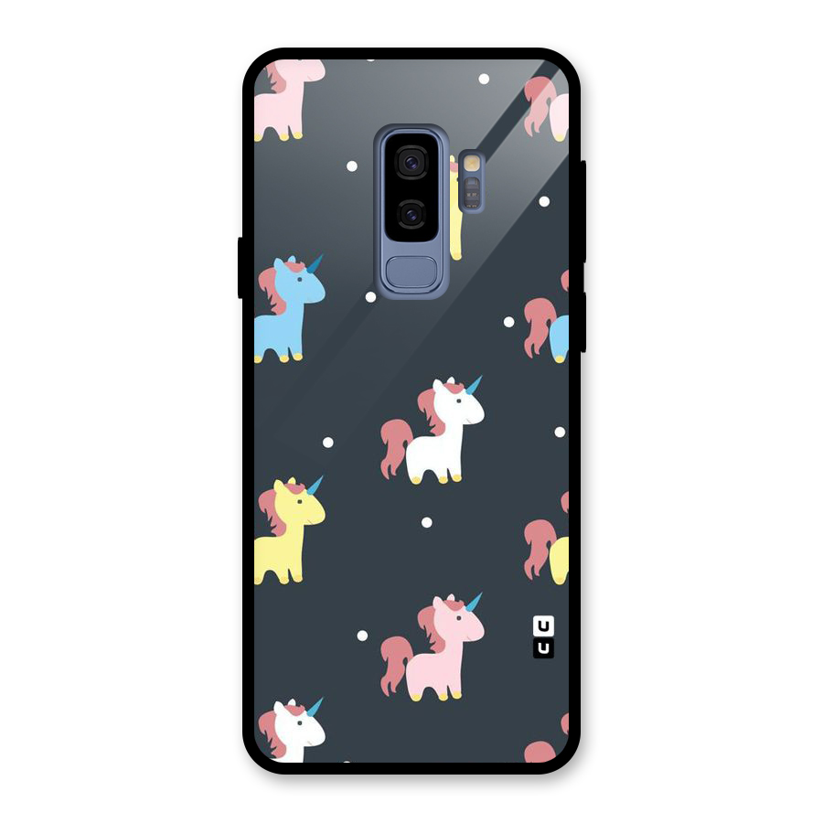 Unicorn Pattern Glass Back Case for Galaxy S9 Plus