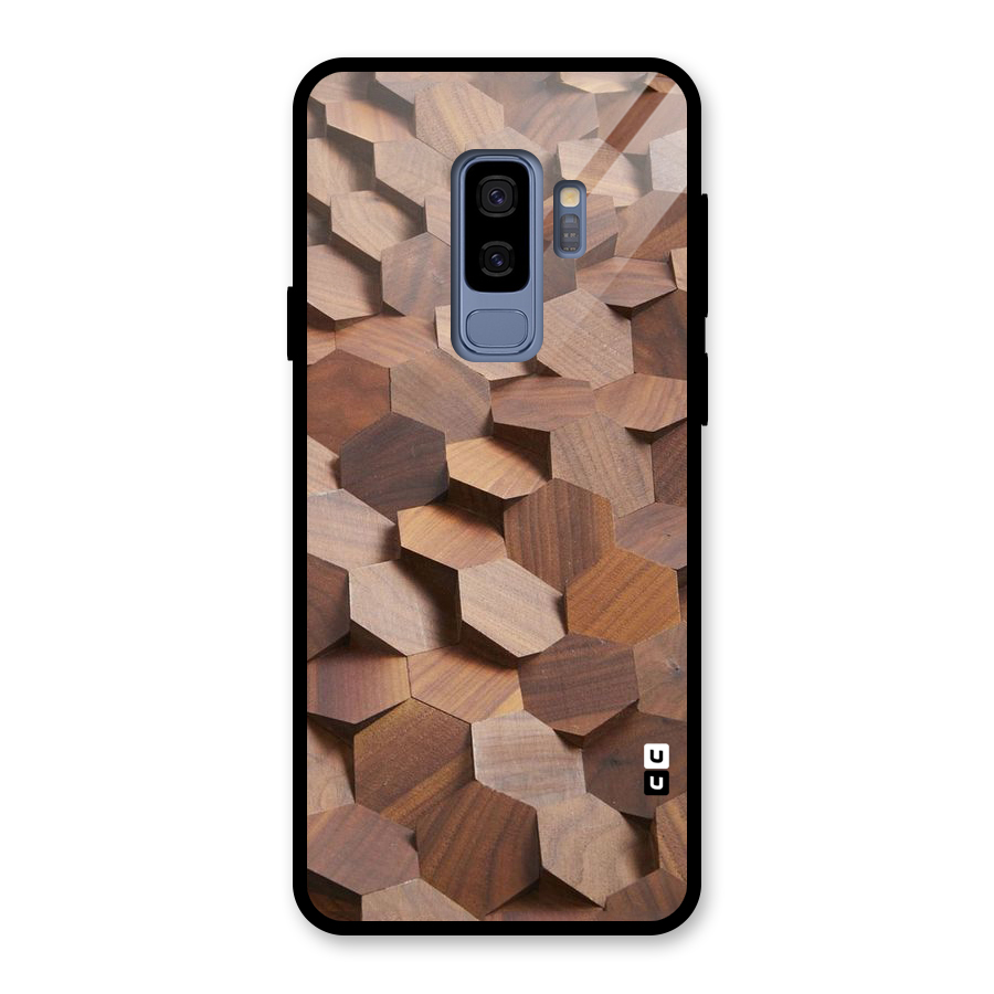 Uplifted Wood Hexagons Glass Back Case for Galaxy S9 Plus