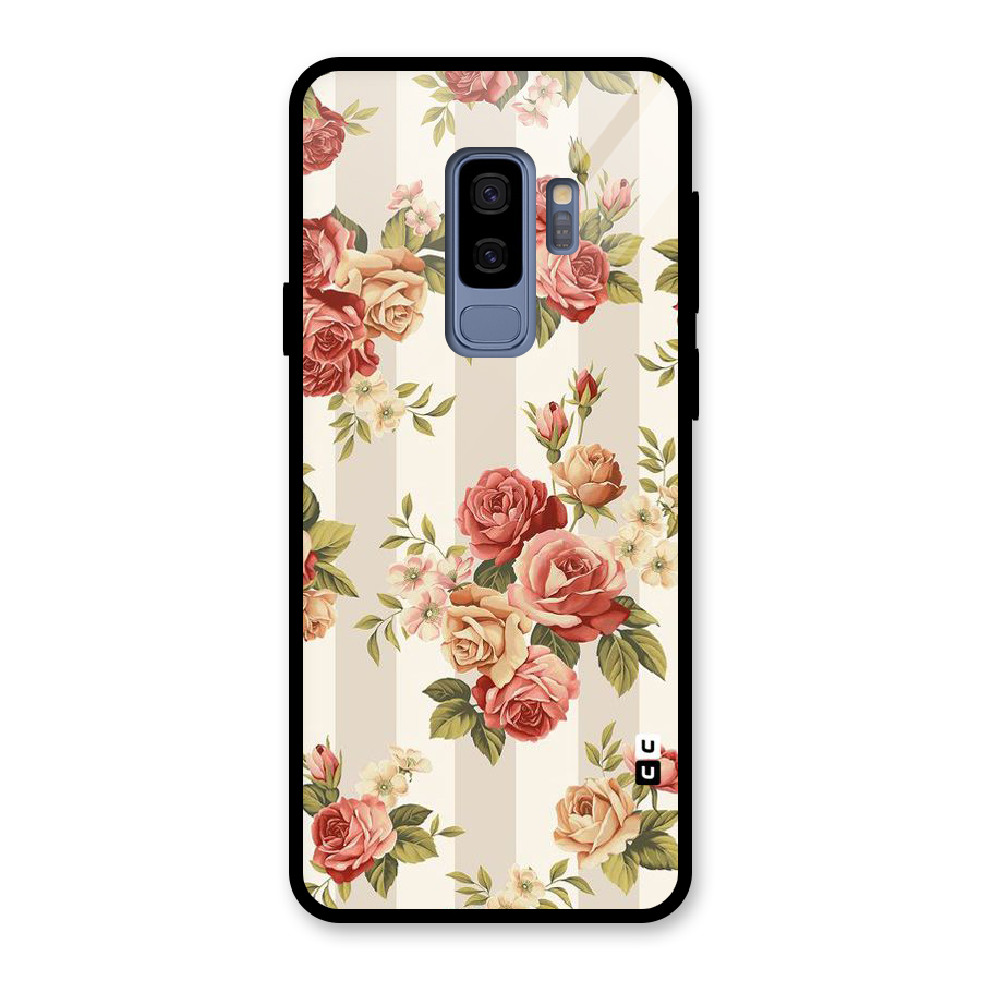 Vintage Color Flowers Glass Back Case for Galaxy S9 Plus