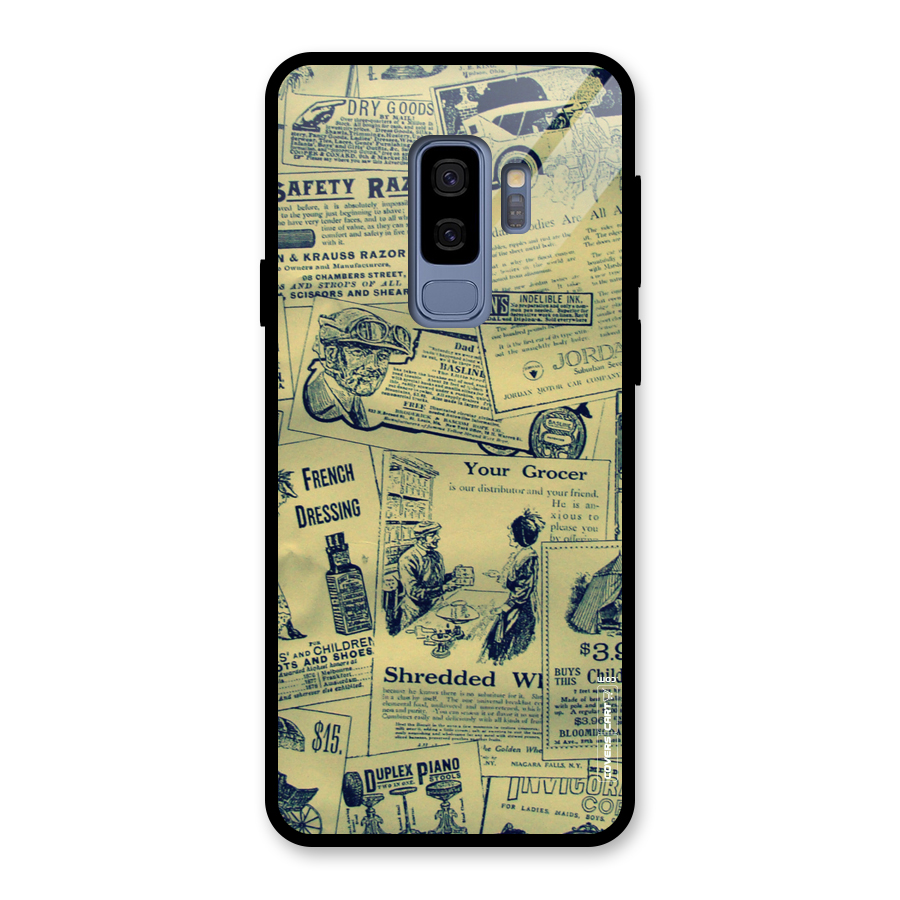 Vintage Newspaper Cutouts Glass Back Case for Galaxy S9 Plus