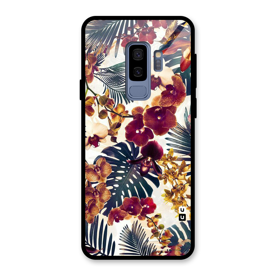 Vintage Rustic Flowers Glass Back Case for Galaxy S9 Plus