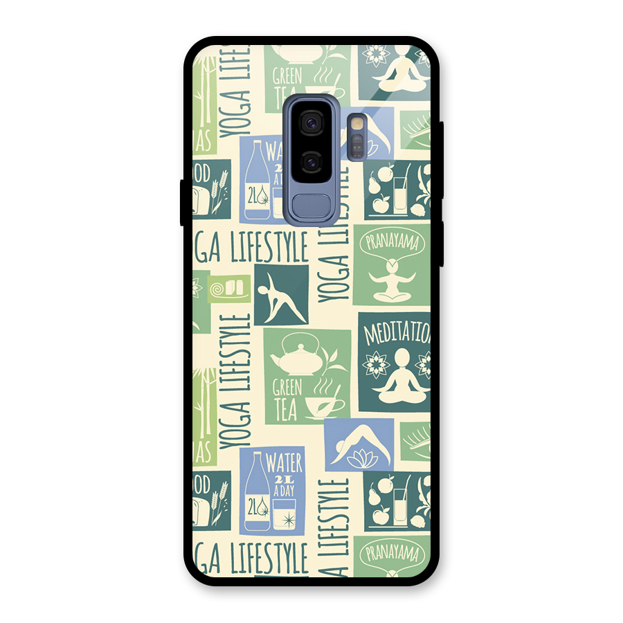 Vintage Yoga Lifestyle Glass Back Case for Galaxy S9 Plus