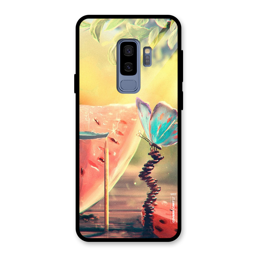 Watermelon Butterfly Glass Back Case for Galaxy S9 Plus