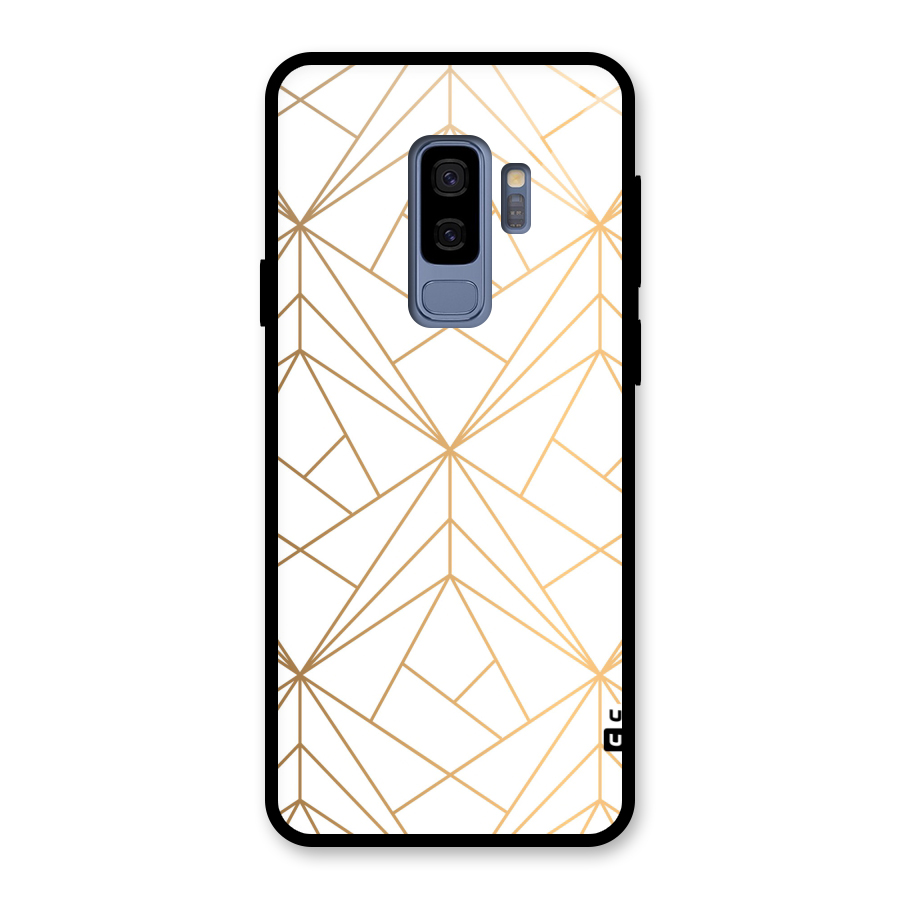 White Golden Zig Zag Glass Back Case for Galaxy S9 Plus