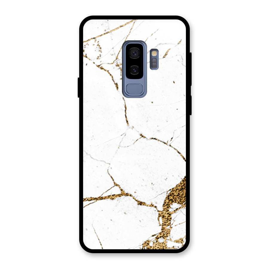 White and Gold Design Glass Back Case for Galaxy S9 Plus