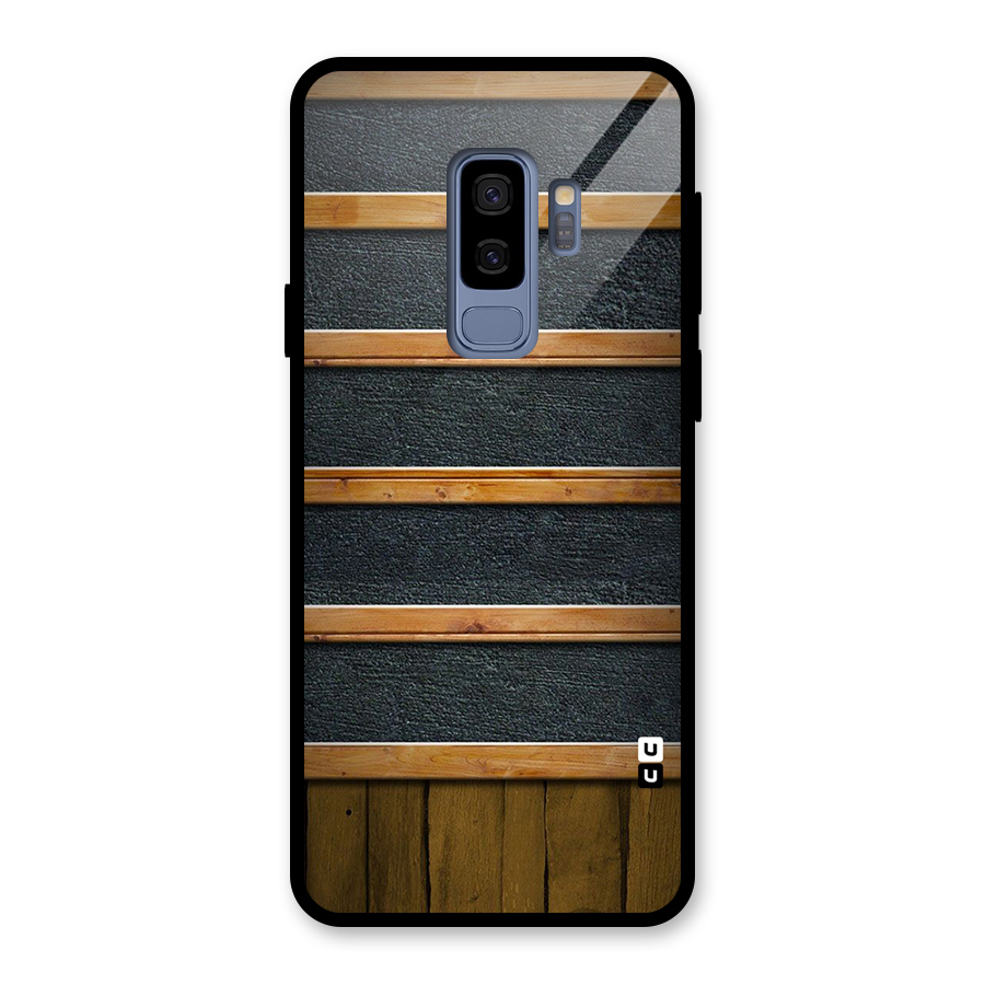 Wood Design Glass Back Case for Galaxy S9 Plus