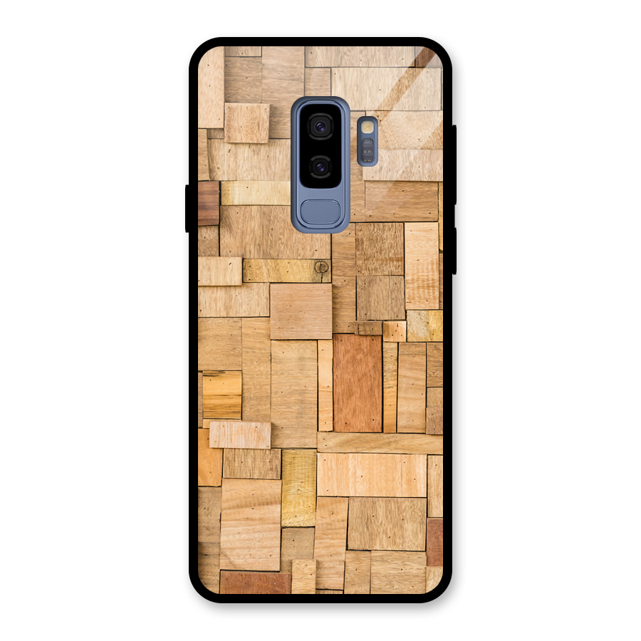 Wooden Blocks Glass Back Case for Galaxy S9 Plus