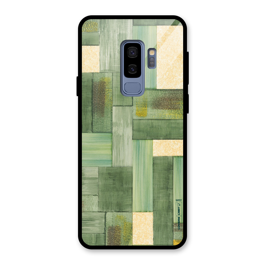 Wooden Green Texture Glass Back Case for Galaxy S9 Plus