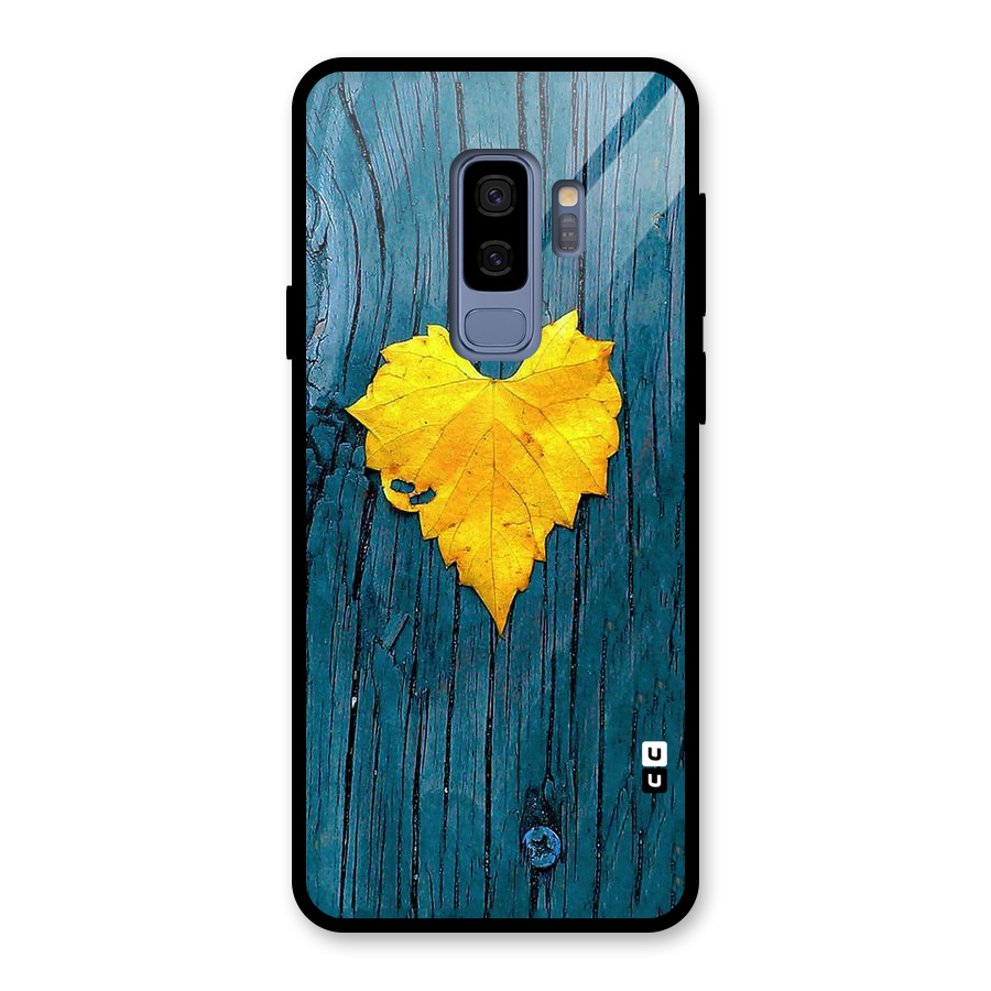 Yellow Leaf Glass Back Case for Galaxy S9 Plus