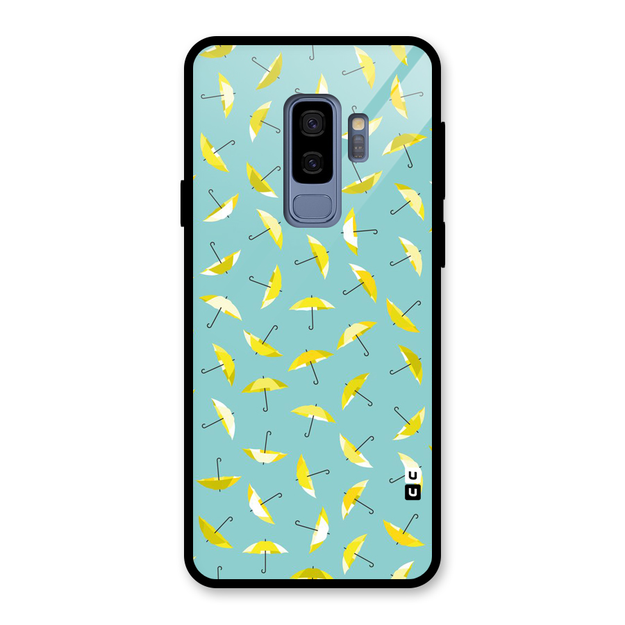 Yellow Umbrella Pattern Glass Back Case for Galaxy S9 Plus