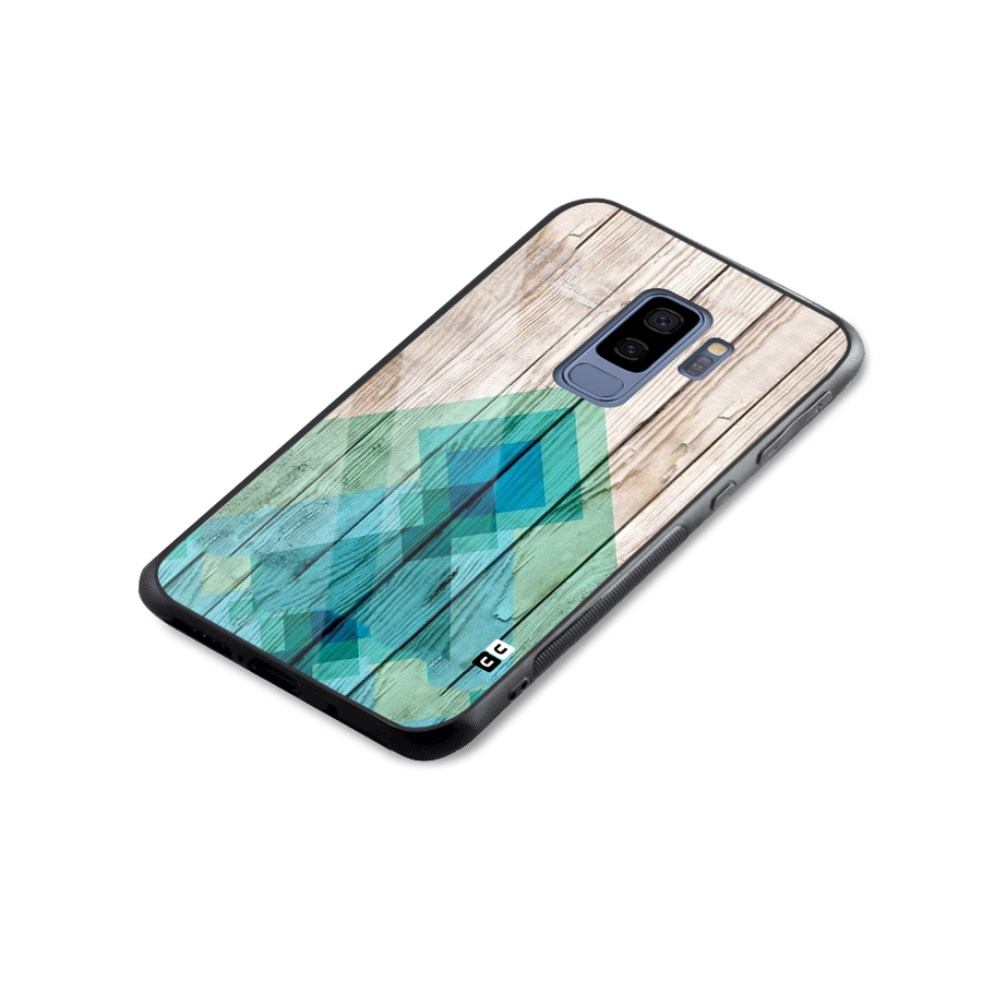 Abstract Green And Wood Glass Back Case for Galaxy S9 Plus