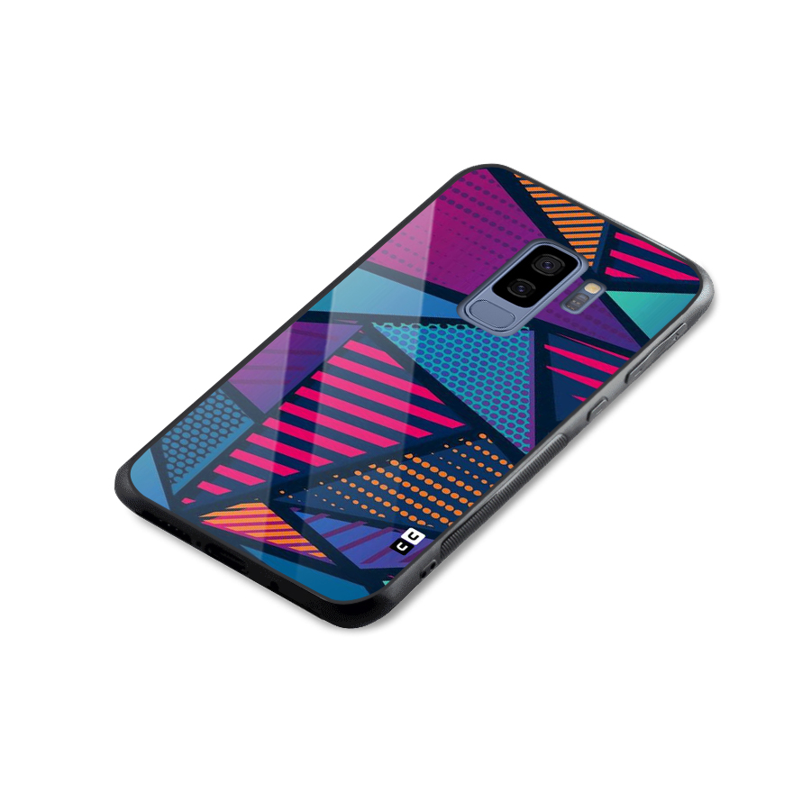 Abstract Lines Polka Glass Back Case for Galaxy S9 Plus
