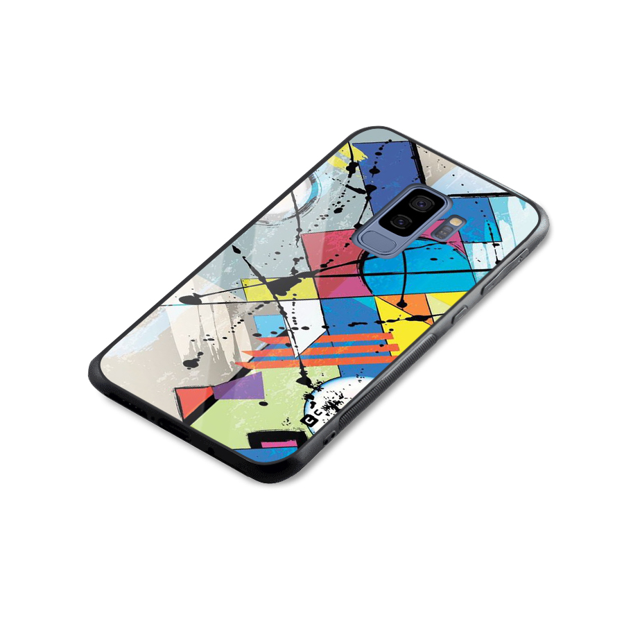 Abstract Paint Shape Glass Back Case for Galaxy S9 Plus