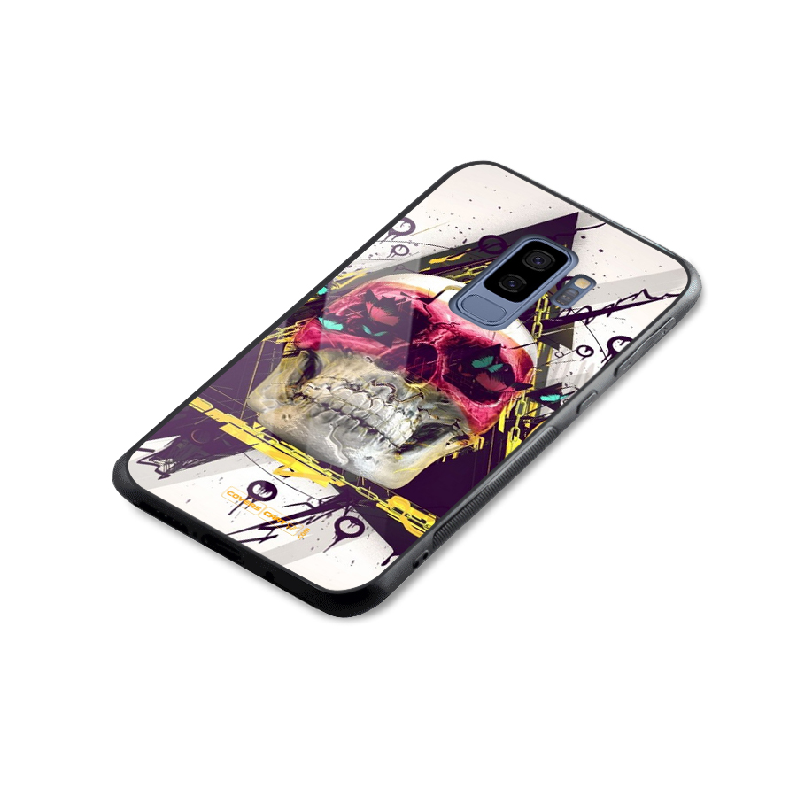 Abstract Skull Glass Back Case for Galaxy S9 Plus