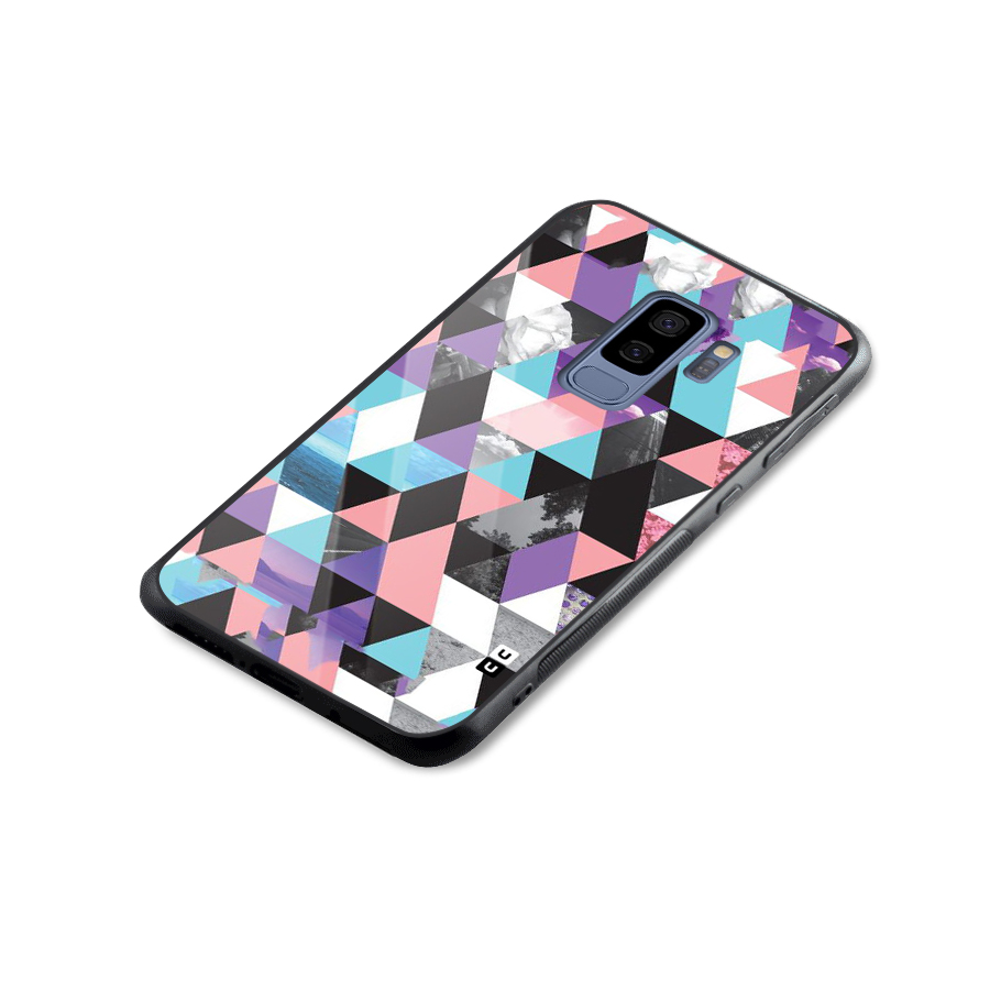 Abstract Splash Triangles Glass Back Case for Galaxy S9 Plus