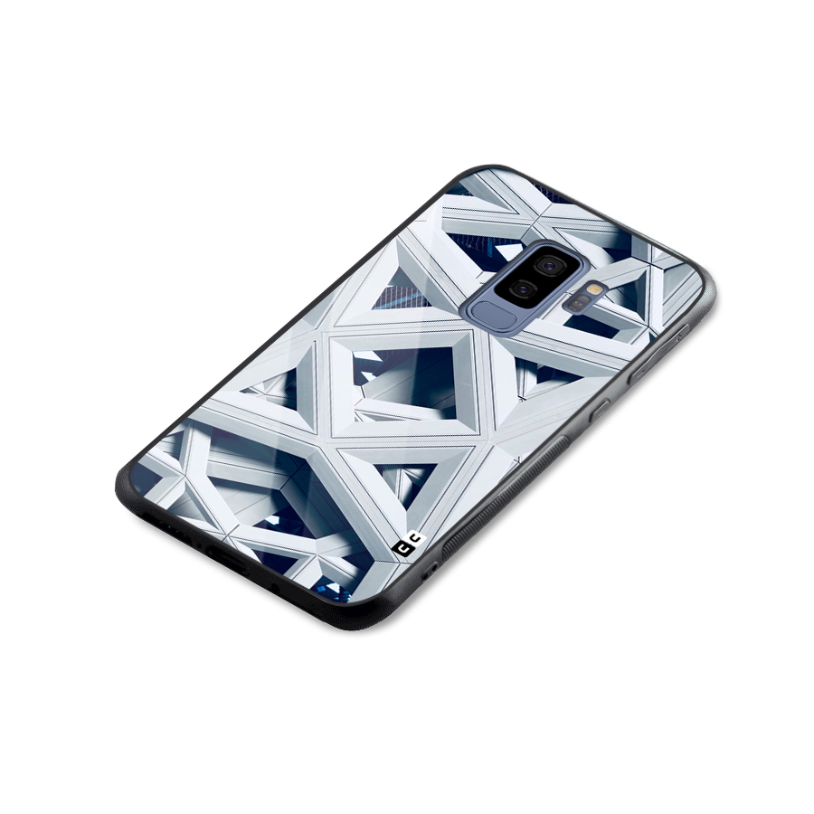 Abstract White Lines Glass Back Case for Galaxy S9 Plus
