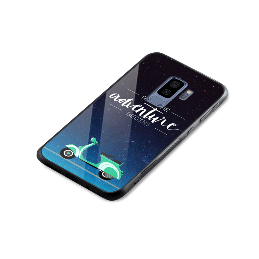 Adventure Scooter Glass Back Case for Galaxy S9 Plus