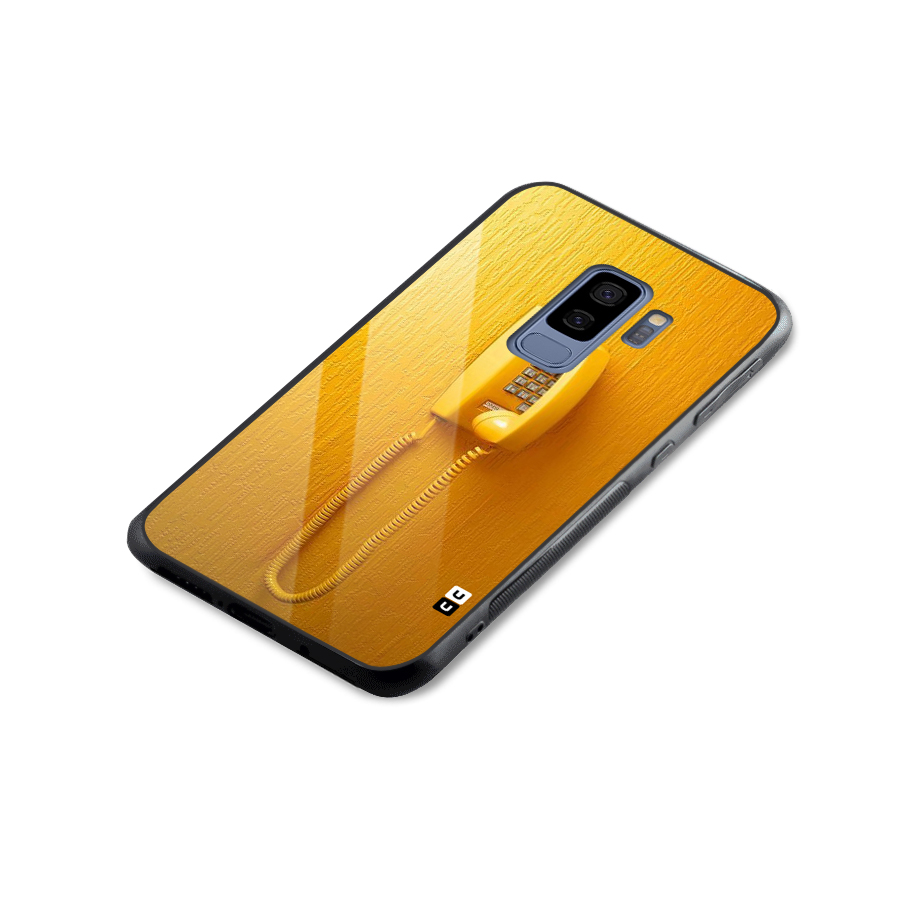 Aesthetic Yellow Telephone Glass Back Case for Galaxy S9 Plus