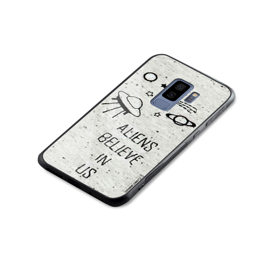 Aliens Believe In Us Glass Back Case for Galaxy S9 Plus