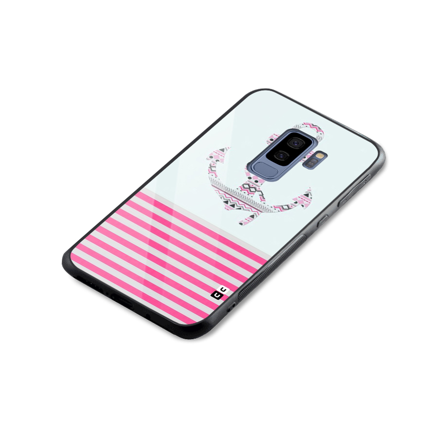 Anchor Design Stripes Glass Back Case for Galaxy S9 Plus