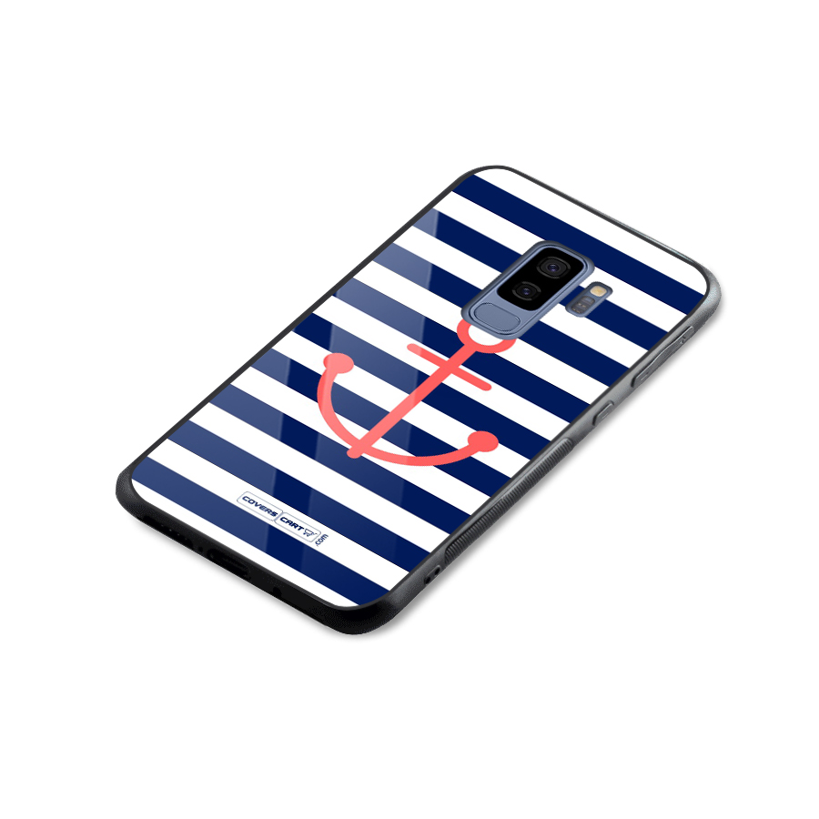 Anchor Stripes Glass Back Case for Galaxy S9 Plus