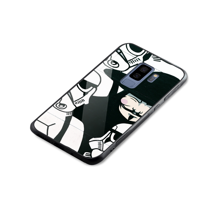 Anonymous Hat Glass Back Case for Galaxy S9 Plus