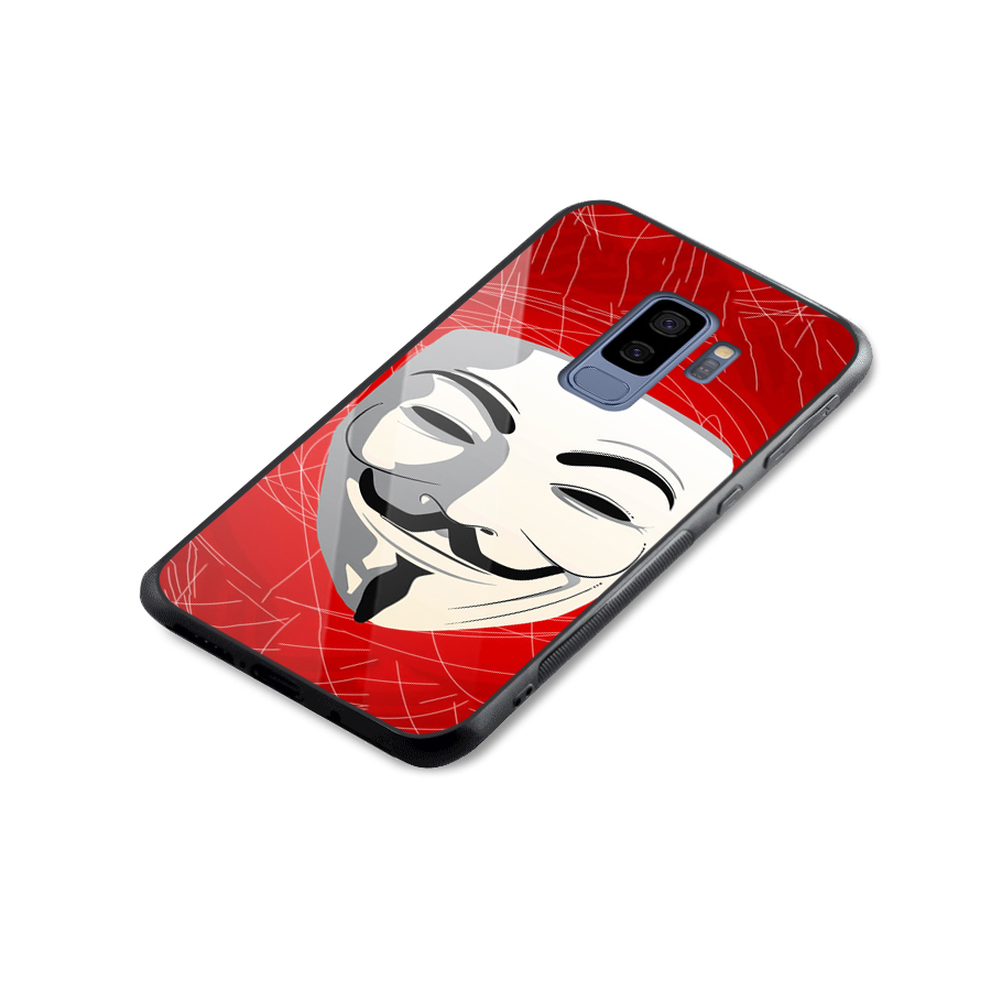 Anonymous Mask Abstract  Glass Back Case for Galaxy S9 Plus