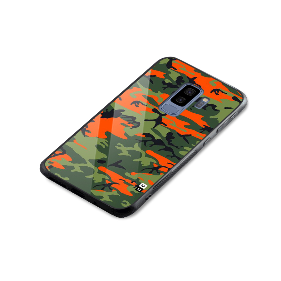 Army Pattern Glass Back Case for Galaxy S9 Plus