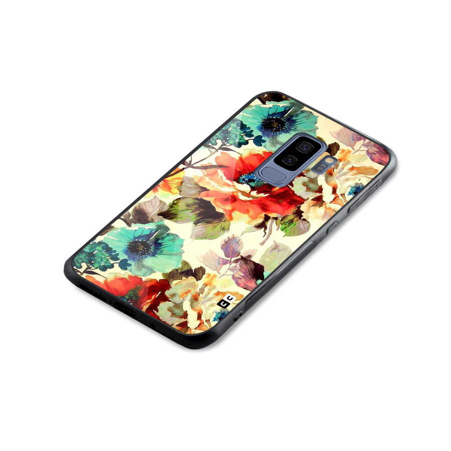 Artsy Bloom Flower Glass Back Case for Galaxy S9 Plus