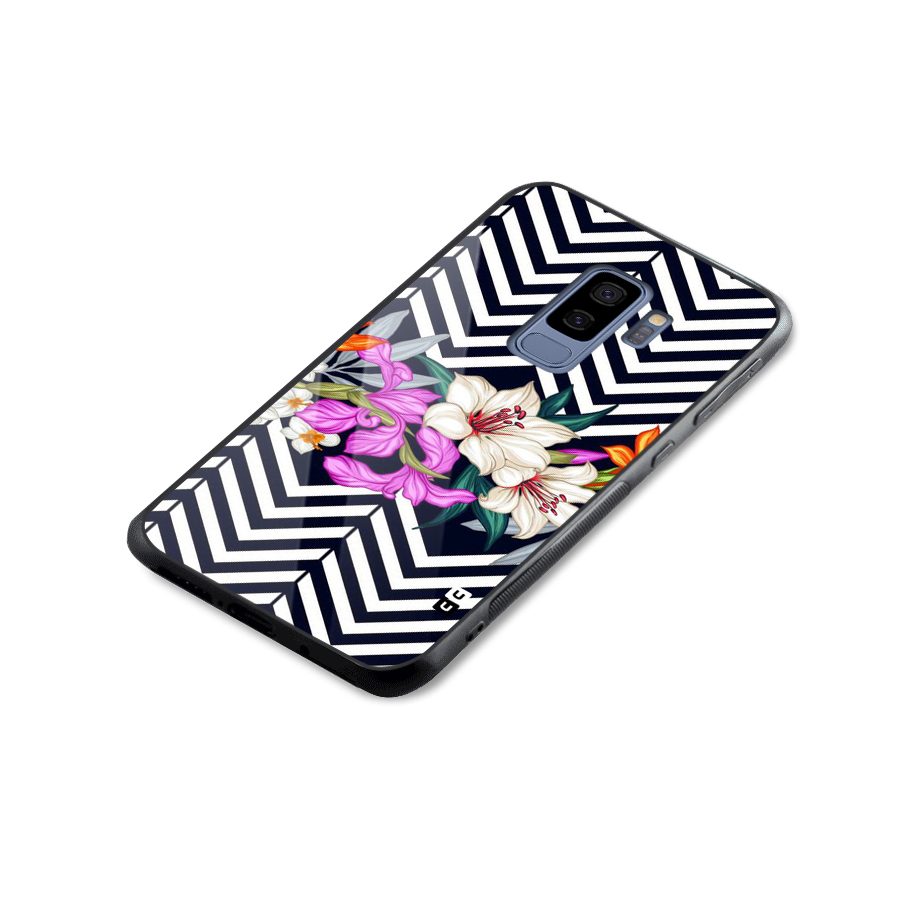 Artsy ZigZag Floral Glass Back Case for Galaxy S9 Plus
