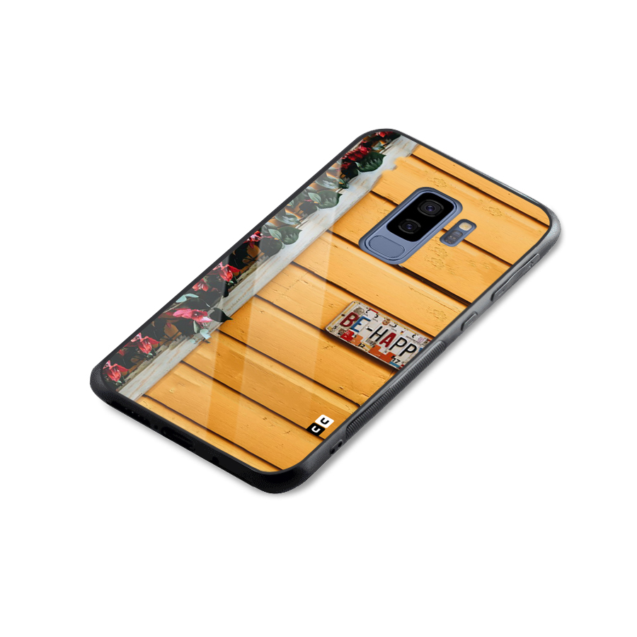 Be Happy Yellow Wall Glass Back Case for Galaxy S9 Plus