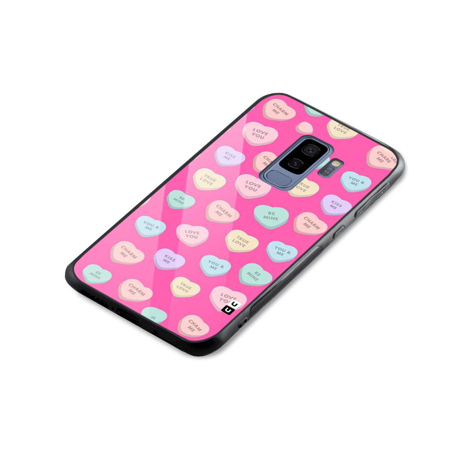 Be Mine Hearts Pattern Glass Back Case for Galaxy S9 Plus