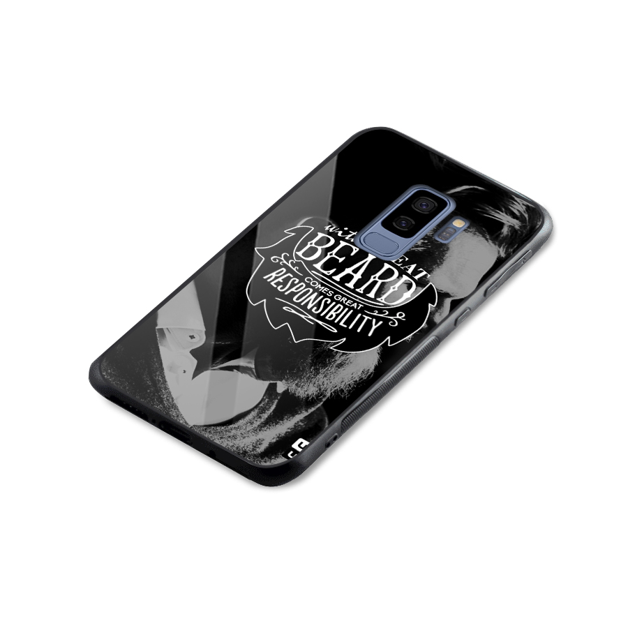 Beard Responsibility Quote Glass Back Case for Galaxy S9 Plus