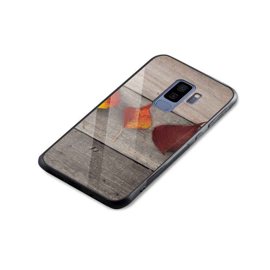 Beautiful Wood Leafs Glass Back Case for Galaxy S9 Plus