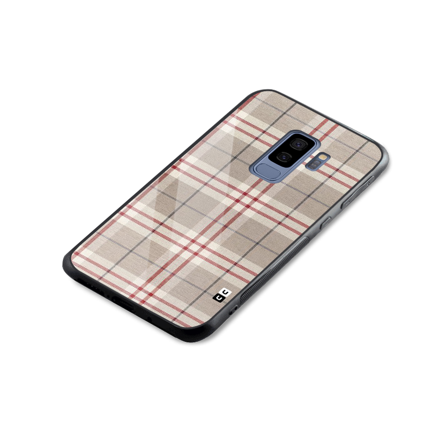 Beige Red Check Glass Back Case for Galaxy S9 Plus