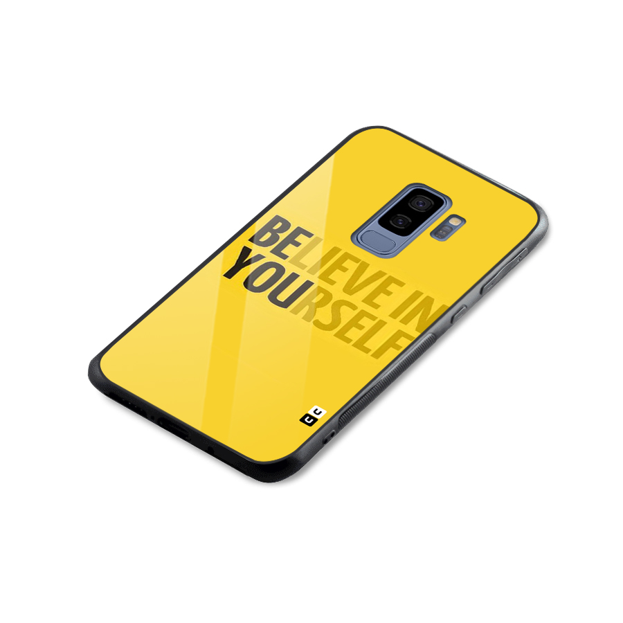 Believe Yourself Yellow Glass Back Case for Galaxy S9 Plus