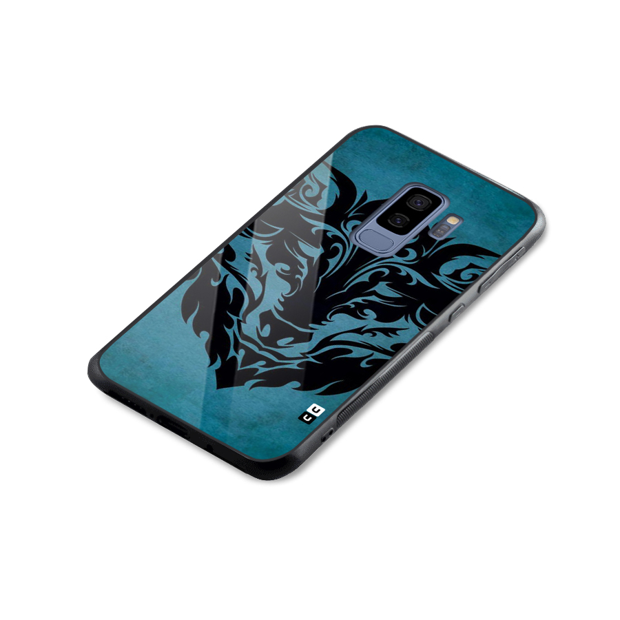 Black Artistic Wolf Glass Back Case for Galaxy S9 Plus