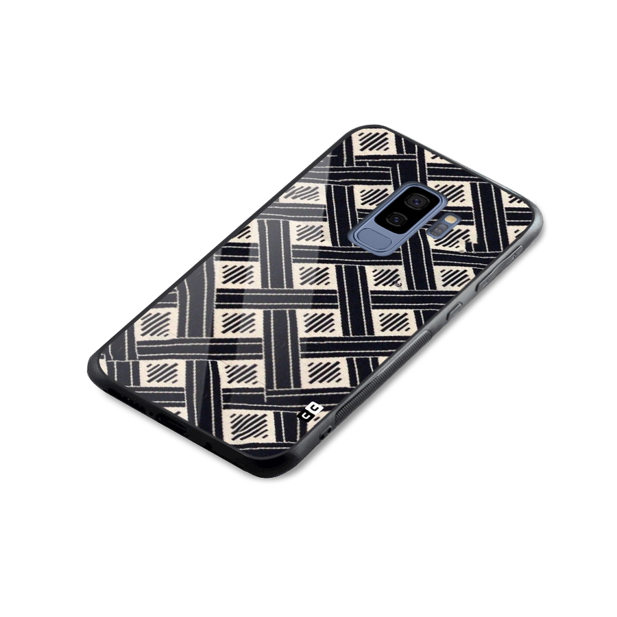 Black Beige Criscros Glass Back Case for Galaxy S9 Plus