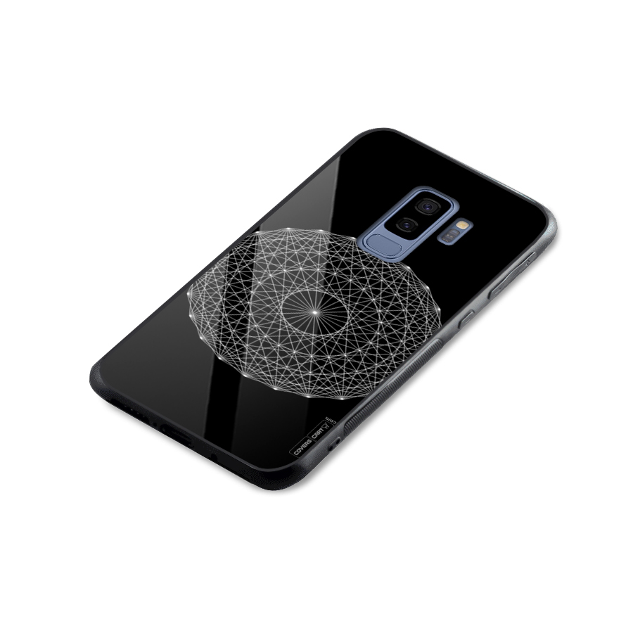 Black Clipart Glass Back Case for Galaxy S9 Plus