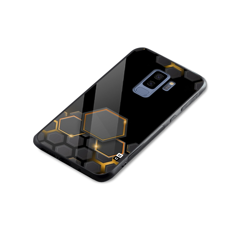 Black Gold Hexa Glass Back Case for Galaxy S9 Plus