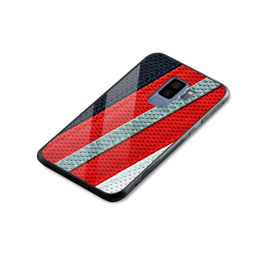 Black Red Grey Stripes Glass Back Case for Galaxy S9 Plus