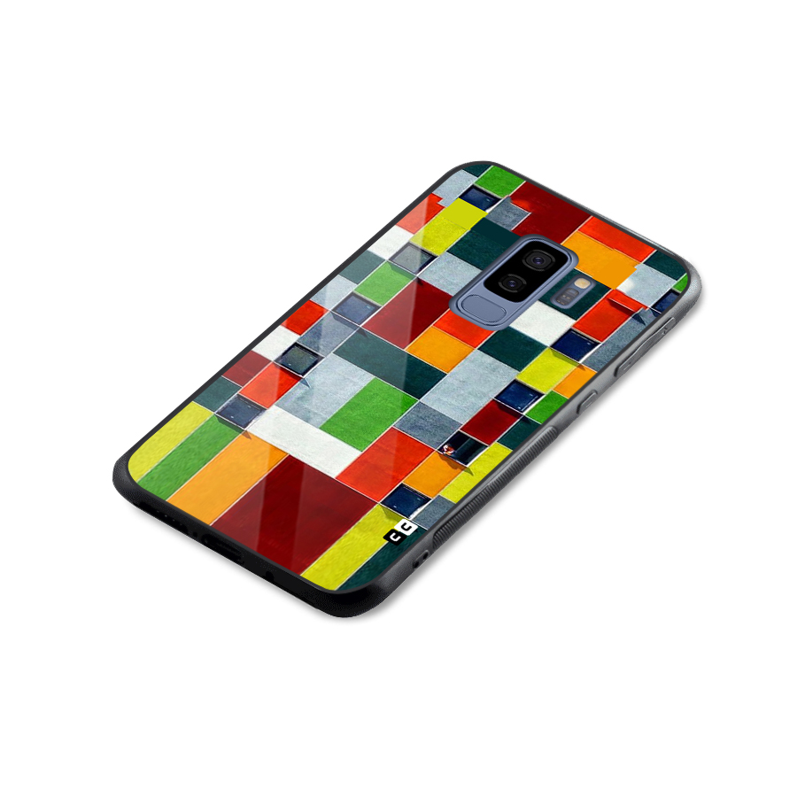 Block Color Design Glass Back Case for Galaxy S9 Plus