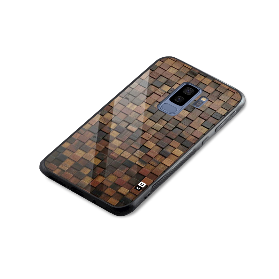 Blocks Of Wood Glass Back Case for Galaxy S9 Plus