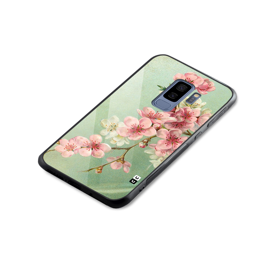 Blossom Cherry Design Glass Back Case for Galaxy S9 Plus