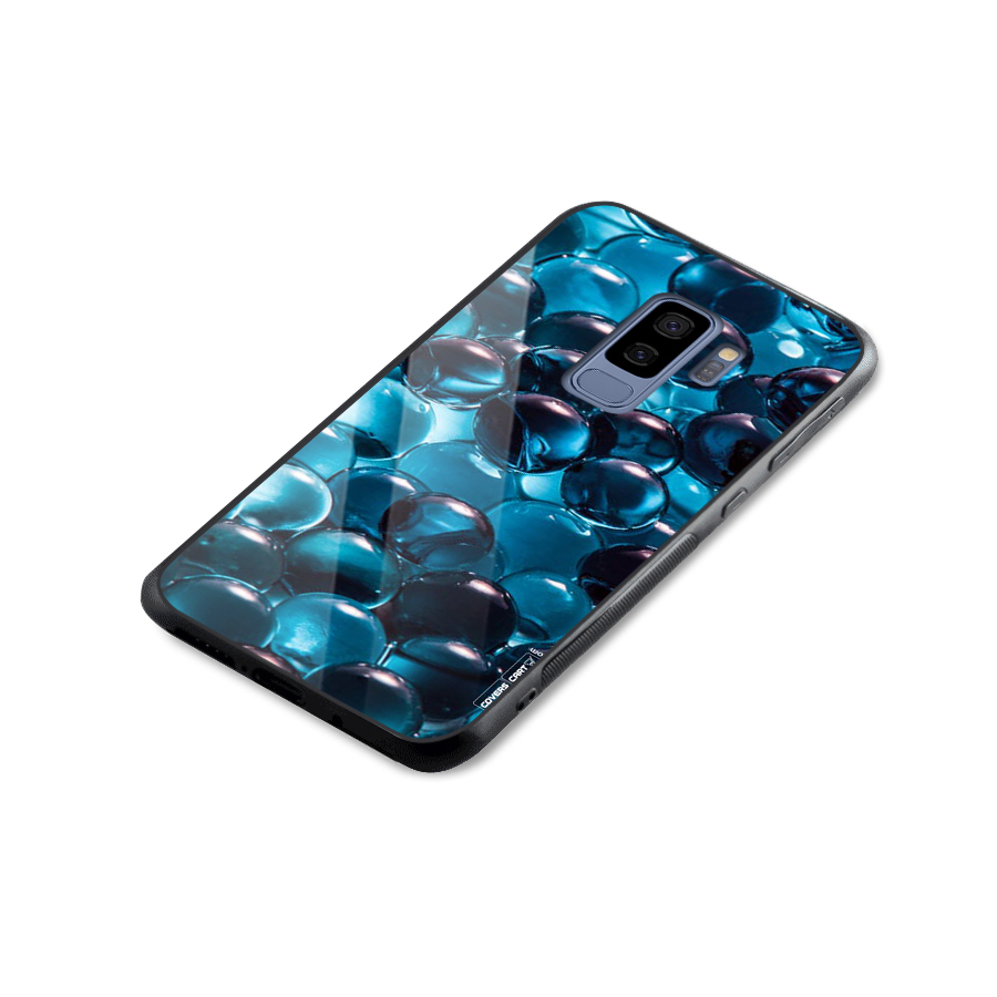 Blue Abstract Balls Glass Back Case for Galaxy S9 Plus